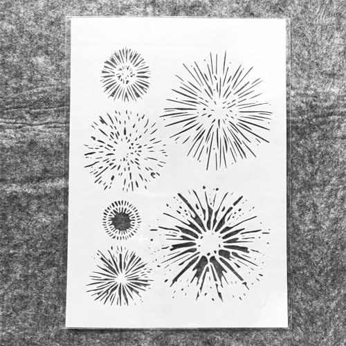 Wiederverwendbare Schablonen zum Basteln, A4, 29 cm, Feuerwerk, Blumen, Schablonen zum Malen auf Holz, Wandfliesen, Möbelstoffen, Heimdekor-Vorlagen von KOFORULAIG