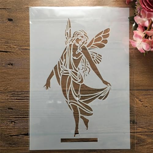 Wiederverwendbare Schablonen zum Basteln, A4, 29 cm, Rose, schöne lange Haare, Mädchen-Schablonen zum Malen auf Holz, Wandfliesen, Möbelstoffen, Heimdekor-Vorlagen, Stil L von KOFORULAIG