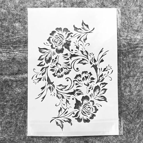 Wiederverwendbare Schablonen zum Basteln, A4, 29 cm, Rosenblume, Girlande, Schablonen zum Malen auf Holz, Wandfliesen, Möbelstoffen, Heimdekor-Vorlagen von KOFORULAIG