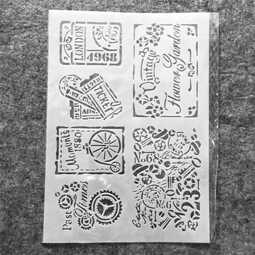 Wiederverwendbare Schablonen zum Basteln, A4, 29 cm, Vintage-Stempel, Schablonen zum Malen auf Holz, Wandfliesen, Möbelstoffen, Heimdekor-Vorlagen von KOFORULAIG