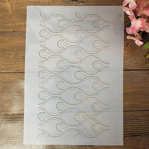 Wiederverwendbare Schablonen zum Basteln, A4, 29 cm, geometrische Rahmenstruktur-Schablonen zum Malen auf Holz, Wandfliesen, Möbelstoffen, Heimdekor-Vorlagen, Stil 2 von KOFORULAIG