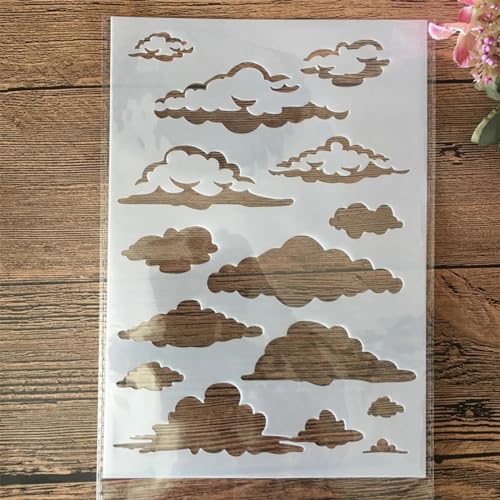 Wiederverwendbare Schablonen zum Basteln, A5, 21 cm, Wolkenschablonen zum Malen auf Holz, Wandfliesen, Möbelstoffen, Heimdekor-Vorlagen von KOFORULAIG