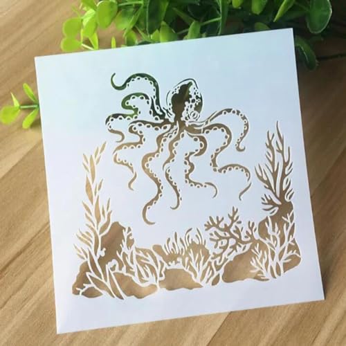 Wiederverwendbare Schablonen zum Malen, 13 cm, Ozean-Oktopus-Schablonen zum Basteln, Malen auf Holz, Möbel, Boden, DIY-Kunstprojekt, Heimdekoration Wiederverwendbare Schablonen zum Malen, 13 cm, Ozean-Oktopus-Schablonen zum Basteln, Malen auf Holz, Möbel, Boden, DIY-Kunstprojekt, Heimdekoration von KOFORULAIG