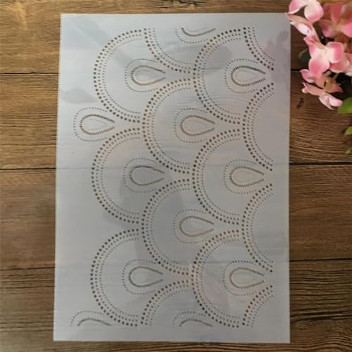 Wiederverwendbare Schablonen zum Malen, A4, 29 cm, dünne Punktlinie, Regentropfen, Schablonen zum Basteln, Malen auf Holz, Möbeln, Böden, DIY-Kunstprojekt, Heimdekoration, Stil B von KOFORULAIG