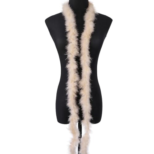 1 x 2 m Federboa Truthahnfedern Boa, flauschige Plüschfederboa, Federstola, Federschal, Federgirlande für Weihnachtsbaum, Hochzeit, Basteln, Burlesque, Karnevalsparty, 20er Jahre Kostüm Dekoration von KOGMMYSEVP