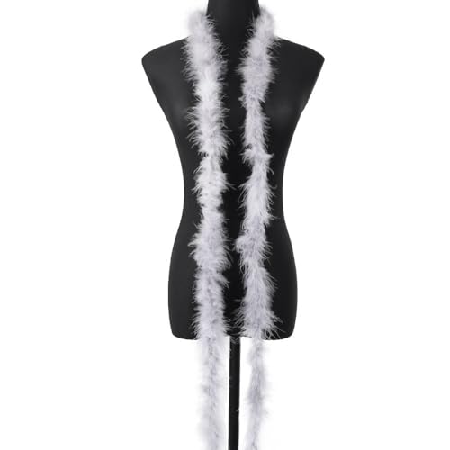1 x 2 m Federboa Truthahnfedern Boa, flauschige Plüschfederboa, Federstola, Federschal, Federgirlande für Weihnachtsbaum, Hochzeit, Basteln, Burlesque, Karnevalsparty, 20er Jahre Kostüm Dekoration von KOGMMYSEVP