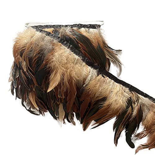 Natürlicher Hahn, Breite 12,7–17,8 cm, Bastelfransenbordüre, 2 m, für Kleidung, Dekoration und Bastelfedern (natürlich) von KOGMMYSEVP