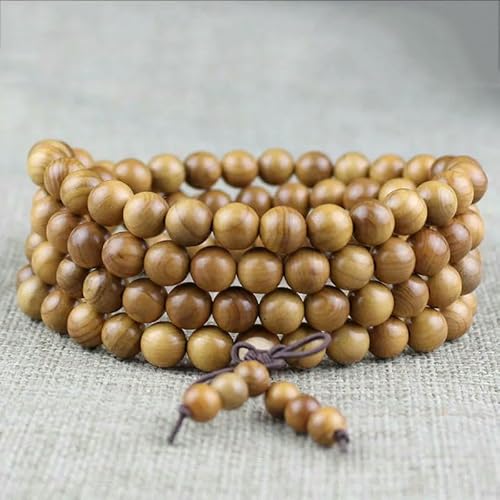 Tibetischer Rosenkranz aus natürlichem mehrschichtigem Sandelholz, 6 mm, 8 mm, 108 Perlen, Holzperlen, Armband aus Eibenholz, tibetisch-buddhistischer Mala-Rosenkranz, 108 Perlen, 108 Rosenkranz von KOGMMYSEVP