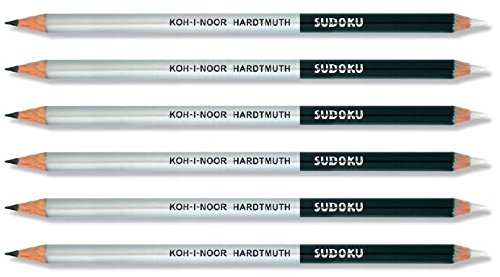 KOH-I-Noor Kreuzworträtsel, SUDOKU, Pencils. 2B Minen Und Radiergummi, 6 Stück, Silber von KOH-I-NOOR