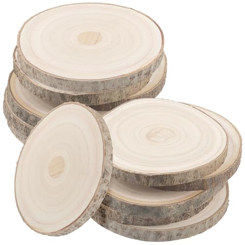 KOHAND 12 Stück natürliche Holzscheiben, 14–16 cm, unlackierte Paulownia-Kreise, runde Holzscheiben für Handwerk, DIY, Weihnachtsdekoration von KOHAND