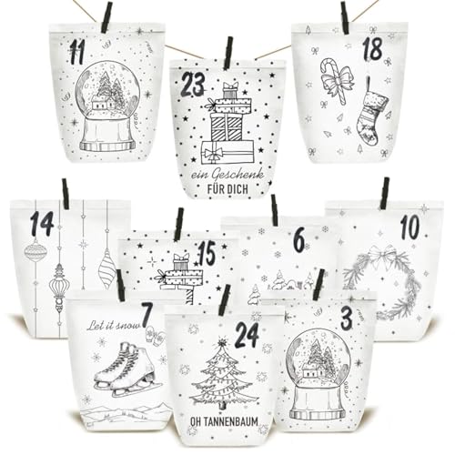 KOHMUI Adventskalender zum Befüllen, 24 Weihnachtskalender Papiertüten zum Selber Basteln, DIY Geschenktüten zum selbst füllen, Kraftpapiertüten Advents Tüten Selbstbefüllen für Kinder & Erwachsene KOHMUI Adventskalender zum Befüllen, 24 Weihnachtskalender Papiertüten zum Selber Basteln, DIY Geschenktüten zum selbst füllen, Kraftpapiertüten Advents Tüten Selbstbefüllen für Kinder & Erwachsene von KOHMUI