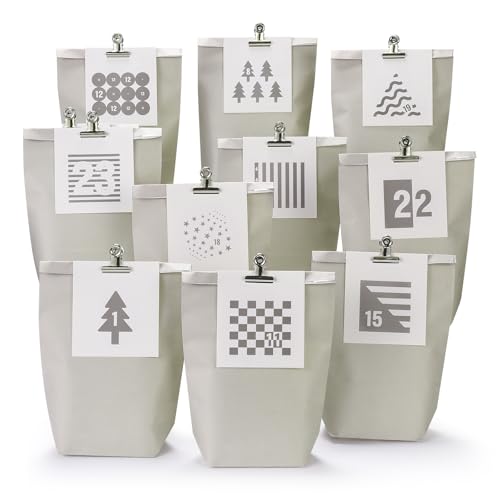 KOHMUI Adventskalender zum Befüllen, 24 Weihnachtskalender Papiertüten zum Selbst Füllen, Zahlen Etiketten mit Geometrische Formen, Geschenktüten zum Selber Basteln KOHMUI Adventskalender zum Befüllen, 24 Weihnachtskalender Papiertüten zum Selbst Füllen, Zahlen Etiketten mit Geometrische Formen, Geschenktüten zum Selber Basteln von KOHMUI