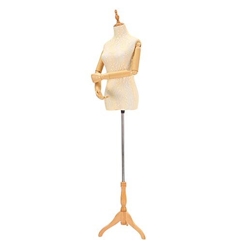 Beigefarbener weiblicher Schaufensterpuppen-Torso, feststeckbare Kleiderform mit Holzstativ, höhenverstellbar 47''-70'' zum Nähen, Kleidung, Kleid, Körperpräsentation (Farbe: mit Beigefarbener weiblicher Schaufensterpuppen-Torso, feststeckbare Kleiderform mit Holzstativ, höhenverstellbar 47''-70'' zum Nähen, Kleidung, Kleid, Körperpräsentation (Farbe: mit von KOIAMVZW