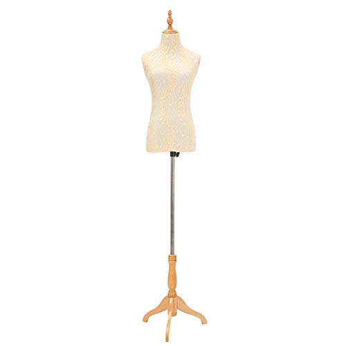 Beigefarbener weiblicher Schaufensterpuppen-Torso, feststeckbare Kleiderform mit Holzstativ, höhenverstellbar 47''-70'' zum Nähen, Kleidung, Kleid, Körperpräsentation (Farbe: ohne Beigefarbener weiblicher Schaufensterpuppen-Torso, feststeckbare Kleiderform mit Holzstativ, höhenverstellbar 47''-70'' zum Nähen, Kleidung, Kleid, Körperpräsentation (Farbe: ohne von KOIAMVZW