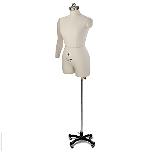 HWFF Ansteckbarer weiblicher Nähmannequin-Torso-Körperständer mit weichem Arm, Damen-Männchen-Kleiderform-Schneider-Schneiderinnen-Dummy-Mannequin auf Rädern zum Nähen von Kleidung (Farbe: Weiß, HWFF Ansteckbarer weiblicher Nähmannequin-Torso-Körperständer mit weichem Arm, Damen-Männchen-Kleiderform-Schneider-Schneiderinnen-Dummy-Mannequin auf Rädern zum Nähen von Kleidung (Farbe: Weiß, von KOIAMVZW