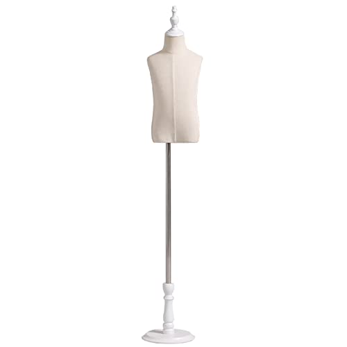 Kinderkleidform zum Nähen, Kleinkind-Schaufensterpuppen-Torsokörper mit verstellbarem Holzständer für die Präsentation von Kleiderschmuck (2/4/6/8 Jahre alt) (Farbe: Weiß, Größe: 6 Jahre alt) von KOIAMVZW