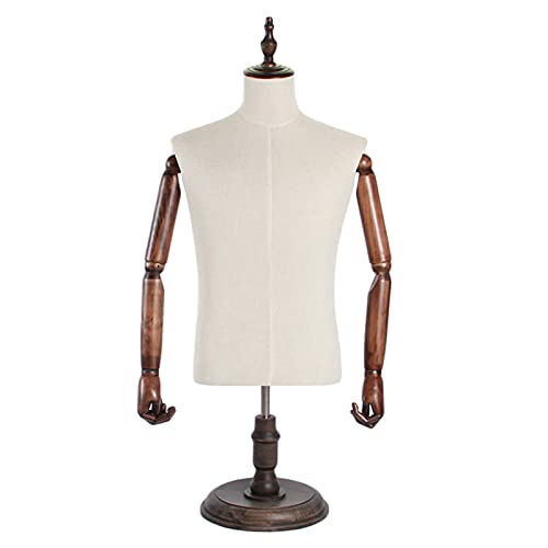 Männlicher Näh-Mannequin-Torso mit Armen und Ständer, Erwachsener Mann, Schneiderpuppe für Theken-Schaufenster-Display, Dummy-Modell, höhenverstellbar (Größe: S) Decoration von KOIAMVZW