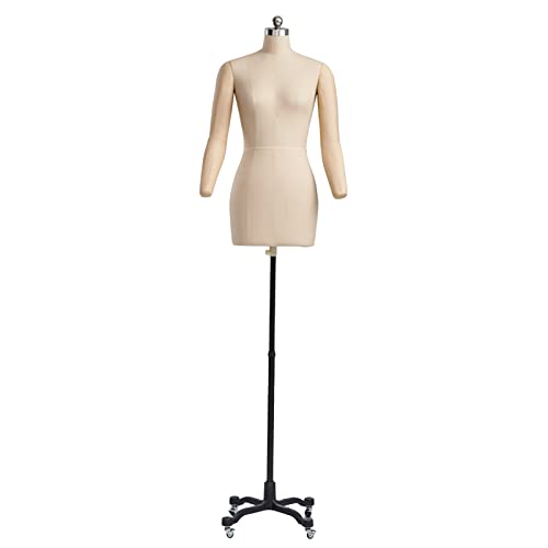 Nähen Mannequin Körper weiblich, Frau Schneiderpuppe Torso mit Armen, Schneider Schneiderinnen Pinnable Mannequin auf Rädern zum Nähen von Kleidung (Farbe: Weiß, Größe: Groß) Decoration von KOIAMVZW