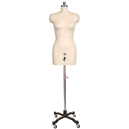 Nähen Schaufensterpuppen Weibliche Schneiderpuppe mit Rad, Frau Halbkörper Schaufensterpuppe Schneider Schneiderpuppe zum Drapieren (Farbe: Weiß, Größe: Größe 9) Decoration von KOIAMVZW