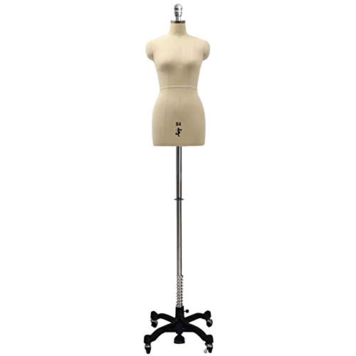 Nähkleid-Mannequin, weiblich zeigt Puppenkörper-Torso mit Rädern, Herstellung von Kleidungsstücken, Hochzeitskleid, höhenverstellbar (Farbe: Weiß, Größe: XXL-Modell 88) Decoration von KOIAMVZW