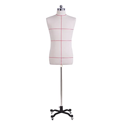 Schaufensterpuppen-Torso für Erwachsene, männlich, mit rollender Basis, weiß, vollständig feststeckbar, Übergrößen-Schaufensterpuppe zum Nähen von Herrenkleidung, Schneiderpuppe (Farbe: Weiß, Größe: Schaufensterpuppen-Torso für Erwachsene, männlich, mit rollender Basis, weiß, vollständig feststeckbar, Übergrößen-Schaufensterpuppe zum Nähen von Herrenkleidung, Schneiderpuppe (Farbe: Weiß, Größe: von KOIAMVZW