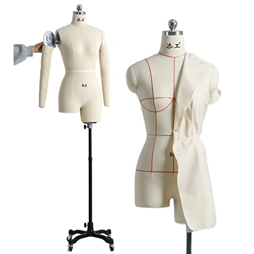 Schaufensterpuppen-Torso für Erwachsene und Frauen mit Armen und rollender Basis, Schneiderinnen, weiß, vollständig feststeckbar, Übergrößen-Schaufensterpuppe zum Nähen von Kleidung (Farbe: Weiß, Schaufensterpuppen-Torso für Erwachsene und Frauen mit Armen und rollender Basis, Schneiderinnen, weiß, vollständig feststeckbar, Übergrößen-Schaufensterpuppe zum Nähen von Kleidung (Farbe: Weiß, von KOIAMVZW