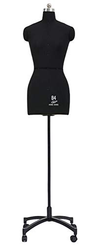 Schneiderpuppe für Damen zum Nähen, leichtes Styropor, vollständig feststeckbar, mit magnetisch abnehmbaren Schultern auf Rollsockel (Farbe: Schwarz, Größe: L – Modell 84) Decoration von KOIAMVZW