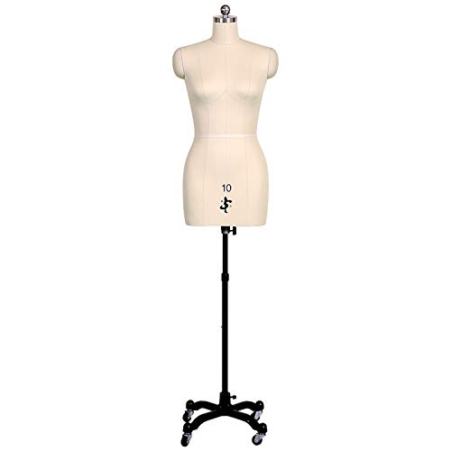 Schneiderpuppe zum Nähen, weiblich zeigt Puppenkörper mit Rädern, höhenverstellbare Schneiderpuppe zum Drapieren (Farbe: Weiß, Größe: Größe 4) Decoration von KOIAMVZW