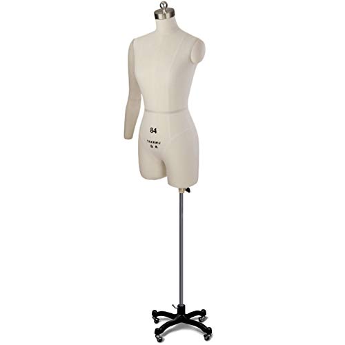 Schneiderpuppe zum Nähen, weibliche Schaufensterpuppe mit flexiblem Arm, stehender Schaufensterpuppen-Torso aus Styropor mit rollender Basis, für Schlafzimmer, Geschäfte, Studios (Farbe: Weiß, Größe: Schneiderpuppe zum Nähen, weibliche Schaufensterpuppe mit flexiblem Arm, stehender Schaufensterpuppen-Torso aus Styropor mit rollender Basis, für Schlafzimmer, Geschäfte, Studios (Farbe: Weiß, Größe: von KOIAMVZW