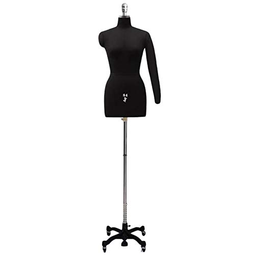 Schneiderpuppe zum Nähen mit flexiblem Arm für Damen, weiblich, zeigt Dummy-Männchen-Körper-Torso mit Rädern, höhenverstellbar (Farbe: Schwarz, Größe: L-Modell 84) Decoration von KOIAMVZW