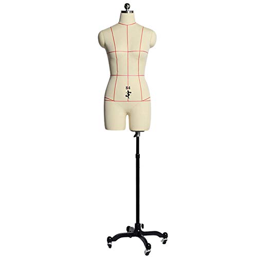 Schneiderpuppen zum Nähen, weiblich, Leichter Styropor, vollständig feststeckbarer Nähpuppenkörper auf Rollsockel (Farbe: Weiß, Größe: XXXL-Modell 92) Decoration von KOIAMVZW