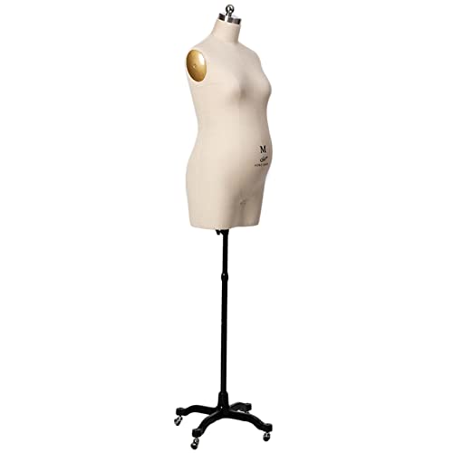 Schwangere Nähschaufensterpuppe in Übergröße, weibliche Schneiderpuppe auf Rädern, Schneiderpuppe, Schneidermodell für Damenbekleidung, Dispaly-Design (Farbe: Beige, Größe: M) Decoration von KOIAMVZW