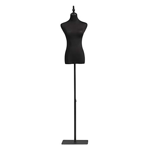 Schwarzer Schneiderpuppen-Torso, Schaufensterpuppe mit quadratischem Metallständer, höhenverstellbar 135–175 cm zum Nähen von Kleidung, Kleid (Farbe: ohne Arme, Größe: M) Decoration von KOIAMVZW