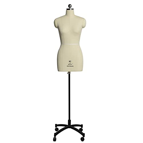 Weibliche Nähschaufensterpuppe, Damen-Kleiderform, Schneider, Schneiderpuppe, Schaufensterpuppenständer auf Rädern zum Nähen von Kleidung (Farbe: Weiß, Größe: XL-Modell 86) Decoration von KOIAMVZW