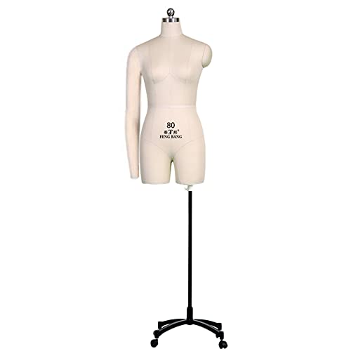 Weibliche Nähschaufensterpuppe mit flexiblen Armen, Damen, Damenkleidform, Schneiderpuppe, Schneiderpuppe mit Rädern zum Nähen von Kleidung (Farbe: Weiß, Größe: X-Large) Decoration von KOIAMVZW