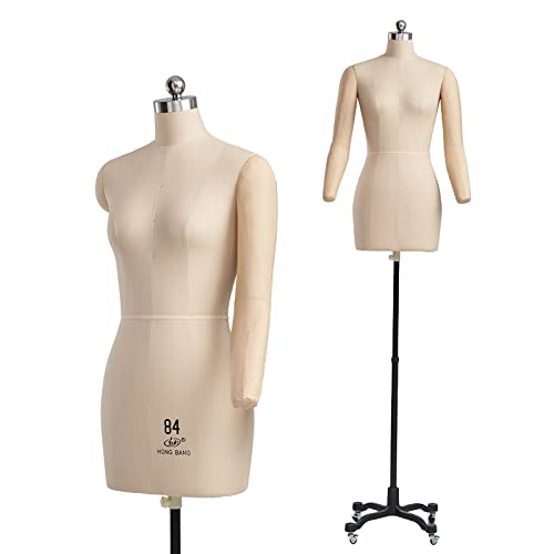 Weibliche Schaufensterpuppe zum Nähen von Kleidung, schwarz/weiße Schneiderpuppen mit 2 weichen Armen, vollständig feststeckbare Schneiderpuppe auf Rädern, Erwachsene in voller Größe (Farbe: Weiß, Weibliche Schaufensterpuppe zum Nähen von Kleidung, schwarz/weiße Schneiderpuppen mit 2 weichen Armen, vollständig feststeckbare Schneiderpuppe auf Rädern, Erwachsene in voller Größe (Farbe: Weiß, von KOIAMVZW