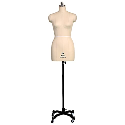 Weibliche Schaufensterpuppen-Kleiderform zum Nähen, Schaufensterpuppen-Körper-Torso-Ständer auf Rädern, Damen-Schneider-Schneiderpuppe, höhenverstellbar (Farbe: Weiß, Größe: XXL-Modell 88) Decoration von KOIAMVZW