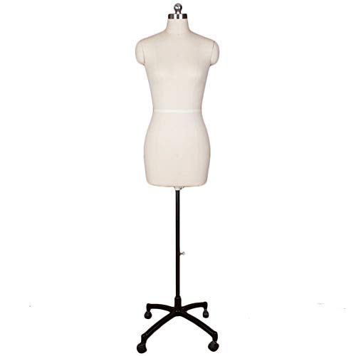 Weibliche Schaufensterpuppen-Kleiderform zum Nähen, Schaufensterpuppenkörper-Torso-Schneidermodell mit Rädern, höhenverstellbare Schneiderpuppe (Farbe: Weiß, Größe: Modell 86) Decoration von KOIAMVZW