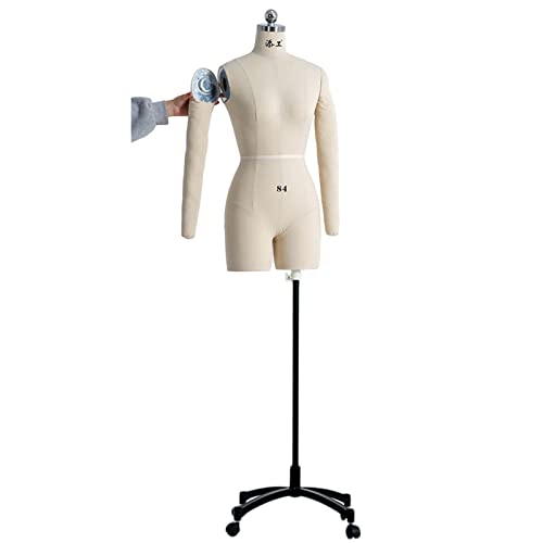 Weibliche Schneiderpuppen zum Nähen, Damen-Schaufensterpuppenkörper mit Armen und Ständer, Schneider-Schneiderpuppe in Übergröße auf Rädern zum Nähen von Kleidung (Farbe: Weiß, Größe: S) Decoration von KOIAMVZW