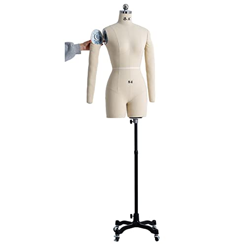 Weiblicher Nähen-Mannequin-Körper-Torso-Ständer mit Armen, Frau-Kleiderform-Schneider-Schneider-Dummy-Plus-Size-Mannequin auf Rädern zum Nähen von Kleidung (Farbe: Weiß, Größe: XXL) Decoration von KOIAMVZW