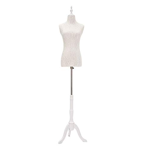 Weiße weibliche Schneiderpuppe, Mannequin-Torso-Körper mit verstellbarem Holzstativ zum Nähen von Kleidung und Kleidern (Farbe: ohne Arme, Größe: M) Decoration von KOIAMVZW