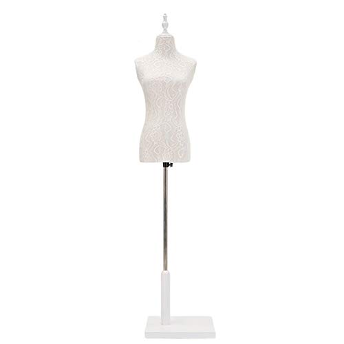 Weißer weiblicher Kleiderform-Mannequin-Torso, Schneiderpuppe mit Holzsockel, höhenverstellbar zum Nähen von Kleidung und Kleidern (Farbe: ohne Arme, Größe: S) Decoration von KOIAMVZW