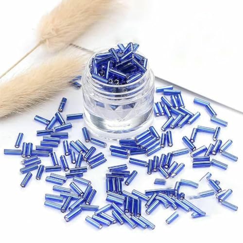 Signalperlen, Stickereiperlen, 10g 4/6mm Länge Gerade Rohr Bugles Glasperlen Silber Farbe Samen Perlen für Handwerk Schmuck Machen Handgemachte DIY Zubehör-25-2x4.0mm 450pcs(28,2x6mm 300pcs) von KOINEN