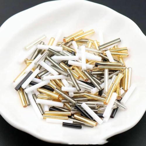 Signalperlen, Stickperlen, 35 Stück 2,5x15mm lange tschechische Signalhorn Röhrenförmige Glasperlen 8/0 lose Spacer Saatperlen für Handwerk Schmuck Machen DIY Nähzubehör-3-2,5x15mm-35pcs-5g(1) von KOINEN