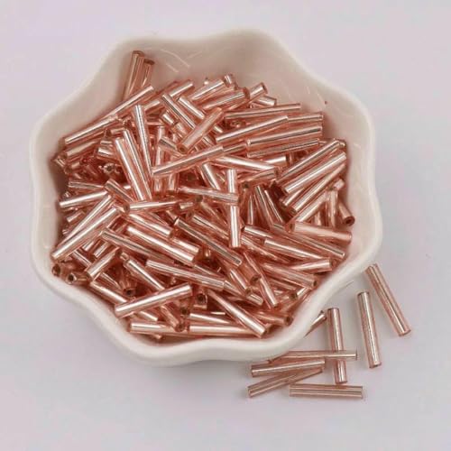Signalperlen, Stickperlen, 35 Stück 2,5x15mm lange tschechische Signalhorn Röhrenförmige Glasperlen 8/0 lose Spacer Saatperlen für Handwerk Schmuck Machen DIY Nähzubehör-3-2,5x15mm-35pcs-5g(10) von KOINEN