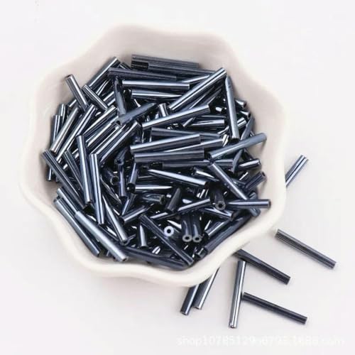 Signalperlen, Stickperlen, 35 Stück 2,5x15mm lange tschechische Signalhorn Röhrenförmige Glasperlen 8/0 lose Spacer Saatperlen für Handwerk Schmuck Machen DIY Nähzubehör-3-2,5x15mm-35pcs-5g(9) von KOINEN