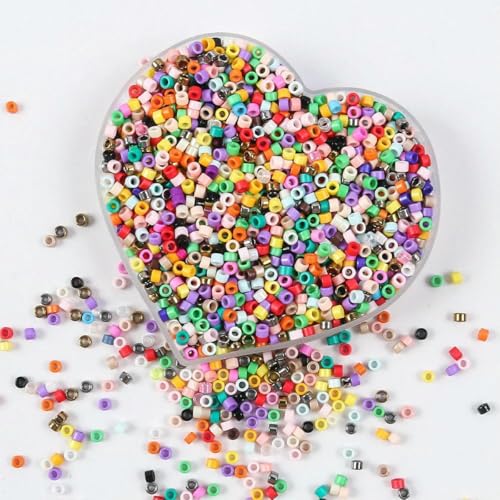 Stiftperlen, Stickperlen, 10 g, 2,5 mm, Röhrenperlen, mehrfarbig, Glasperlen for die Herstellung von DIY-Schmuck, Nadelarbeiten, Nähen, Kleidungszubehör, 09–10 g, ca. 700 Stück(20) von KOINEN