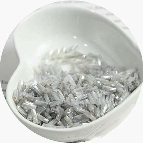 Stiftperlen, Stickperlen, 10 g, neu, 2 x 6 mm, cremefarbene Spiralröhre, Glasperlen, lange Röhre, handgefertigt, DIY-Perlen, lose Perlen, Zubehör, Goldmix, 2 x 6, 10 g, 300 Stück(340cream gray) von KOINEN