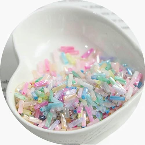 Stiftperlen, Stickperlen, 10 g, neu, 2 x 6 mm, cremefarbene Spiralröhre, Glasperlen, lange Röhre, handgefertigt, DIY-Perlen, lose Perlen, Zubehör, Goldmix, 2 x 6, 10 g, 300 Stück(Color mixing) von KOINEN