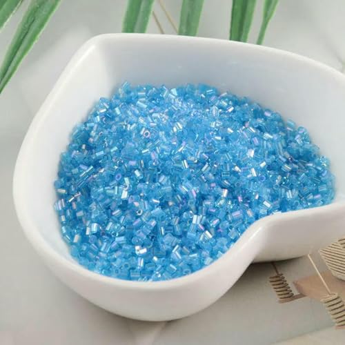 Stiftperlen, Stickperlen, 1000 Stück/Packung 1,5 mm Glasröhre Silber DIY Rocailles Transparent 15/0 Glas Stiftperlen for Bastelschmuck Bekleidungszubehör-Orange(AB Light Blue) von KOINEN